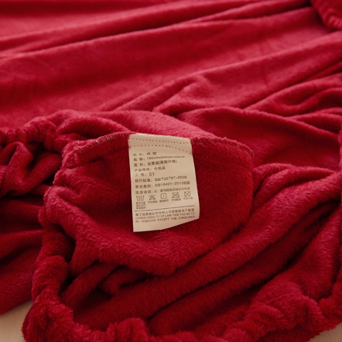 91家纺网 家纺一手货源 找家纺 简爱家纺 2025新款纯色法莱绒单床笠 酒红