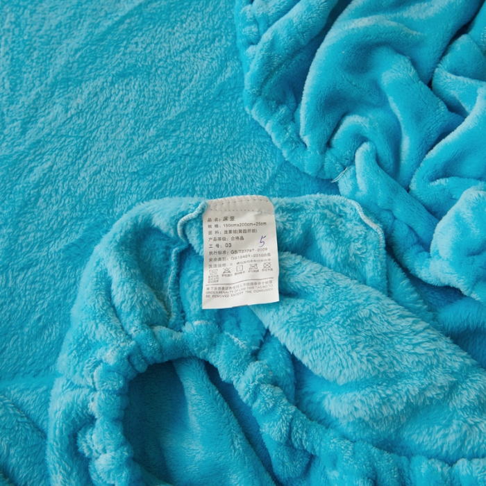 91家纺网 家纺一手货源 找家纺 简爱家纺 2025新款纯色法莱绒单床笠 湖蓝