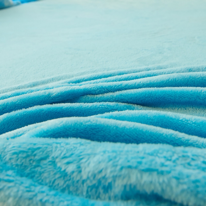 91家纺网 家纺一手货源 找家纺 简爱家纺 2025新款纯色法莱绒单床笠 湖蓝