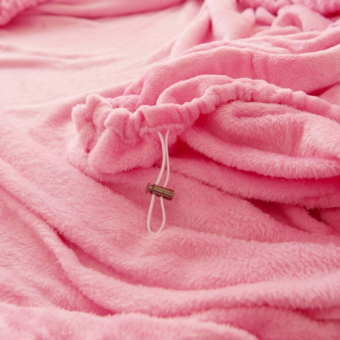 91家纺网 家纺一手货源 找家纺 简爱家纺 2025新款纯色法莱绒单床笠 粉红