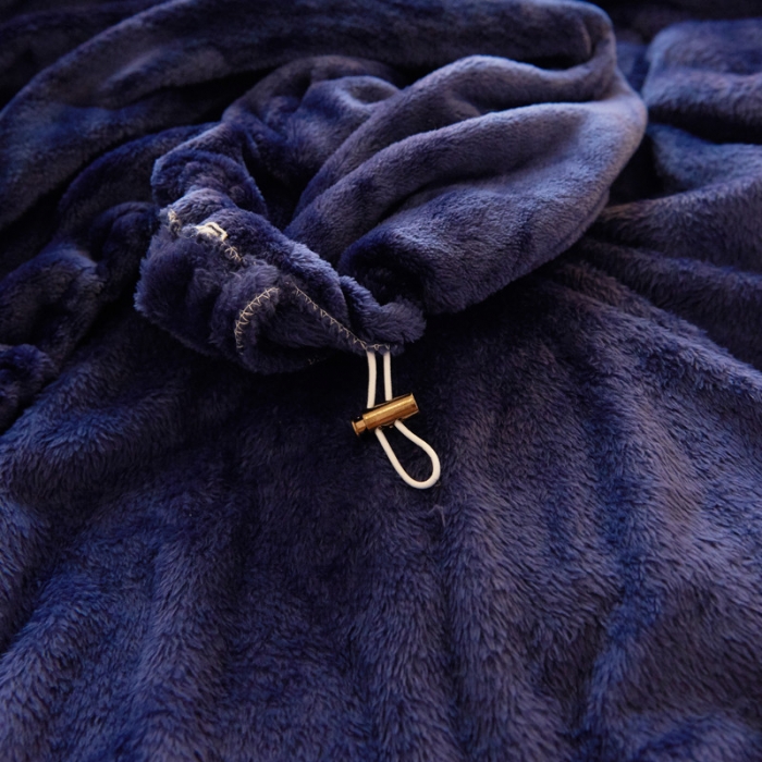 91家纺网 家纺一手货源 找家纺 简爱家纺 2025新款纯色法莱绒单床笠 藏青