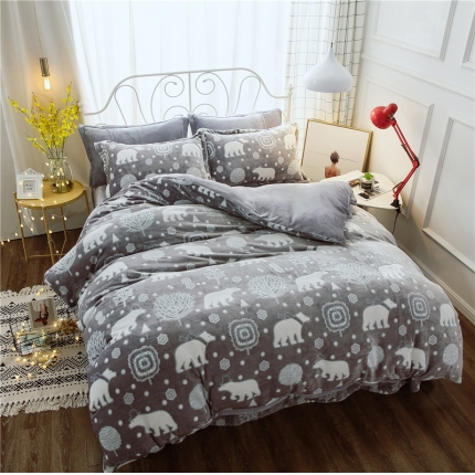 91家纺网 家纺一手货源 找家纺 （总）青竹苑 2018-7D雕花水晶绒四件套