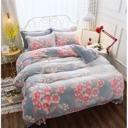 91家纺网 家纺一手货源 找家纺 （总）青竹苑 2018-7D雕花水晶绒四件套