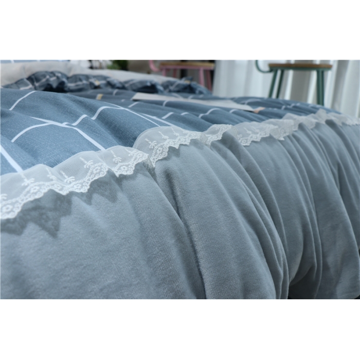 91家纺网 家纺一手货源 找家纺 青竹苑 2018韩版棉加绒全棉法莱绒四件套 格调