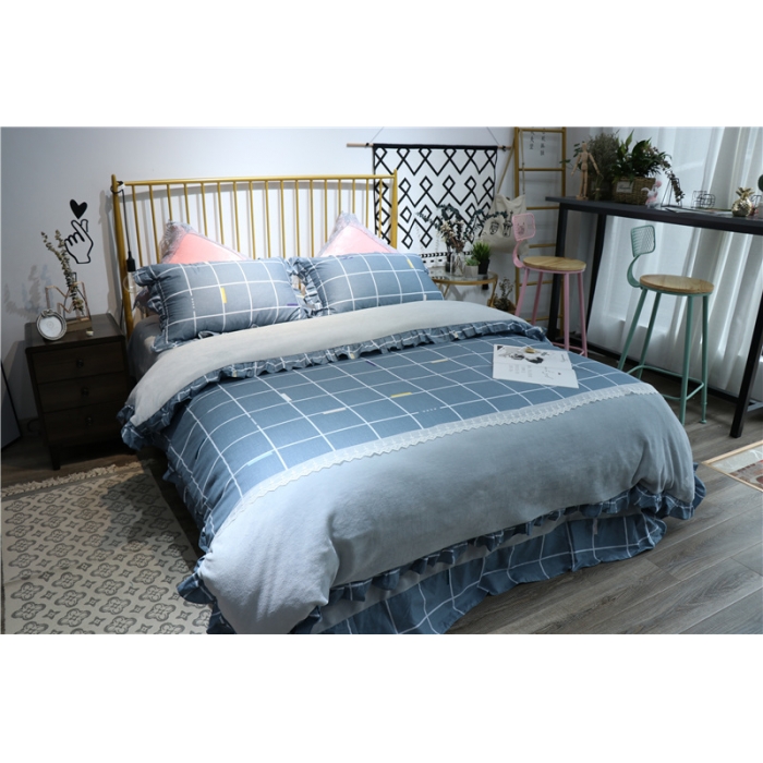 91家纺网 家纺一手货源 找家纺 青竹苑 2018韩版棉加绒全棉法莱绒四件套 格调