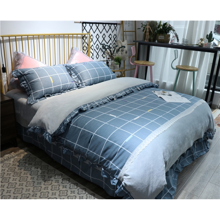 91家纺网 家纺一手货源 找家纺 青竹苑 2018韩版棉加绒全棉法莱绒四件套 格调