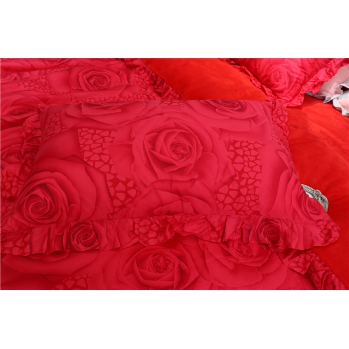 91家纺网 家纺一手货源 找家纺 青竹苑 2018韩版棉加绒全棉法莱绒四件套 玫瑰柔情