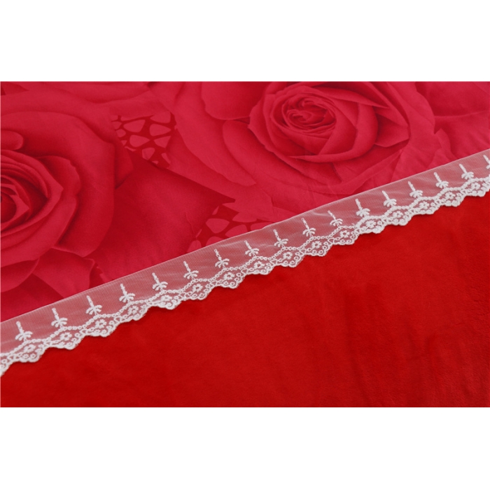 91家纺网 家纺一手货源 找家纺 青竹苑 2018韩版棉加绒全棉法莱绒四件套 玫瑰柔情