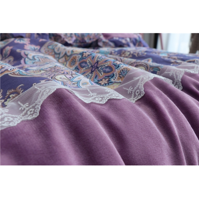 91家纺网 家纺一手货源 找家纺 青竹苑 2018韩版棉加绒全棉法莱绒四件套 塞纳夜曲