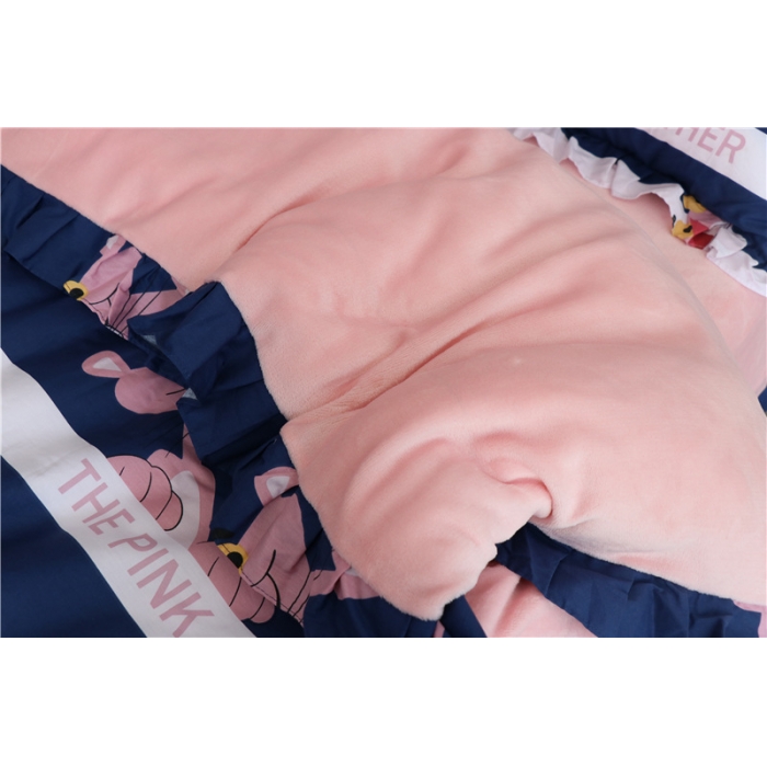 91家纺网 家纺一手货源 找家纺 青竹苑 2018韩版棉加绒全棉法莱绒四件套 淘气乐虎-蓝