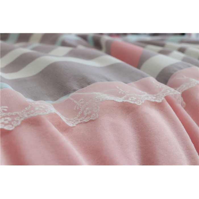 91家纺网 家纺一手货源 找家纺 青竹苑 2018韩版棉加绒全棉法莱绒四件套 甜甜心语