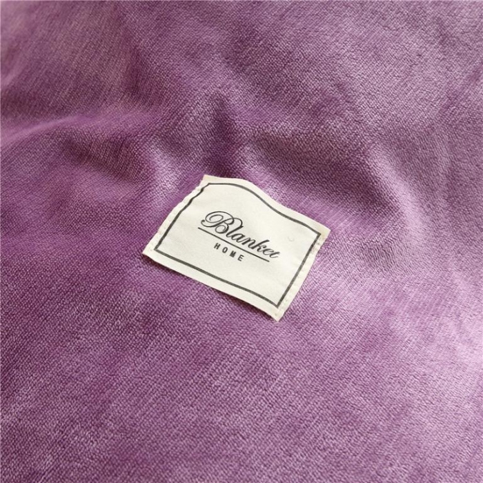 91家纺网 家纺一手货源 找家纺 青竹苑 2018多功能水晶绒羊羔绒双拼床单四件套 高贵紫