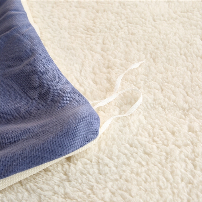 91家纺网 家纺一手货源 找家纺 青竹苑 2018多功能水晶绒羊羔绒双拼被套单品 优雅蓝