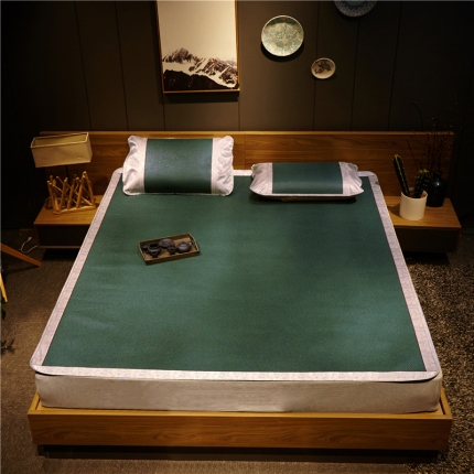 91家纺网 家纺一手货源 找家纺 青竹苑 2019新款彩藤席 深绿