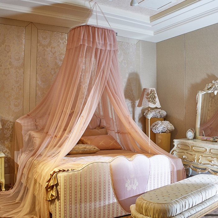 91家纺网 家纺一手货源 找家纺 青竹苑 2019新款D70温馨吊顶蚊帐 奶茶色