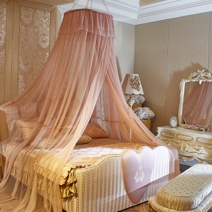 91家纺网 家纺一手货源 找家纺 青竹苑 2019新款D70温馨吊顶蚊帐 奶茶色