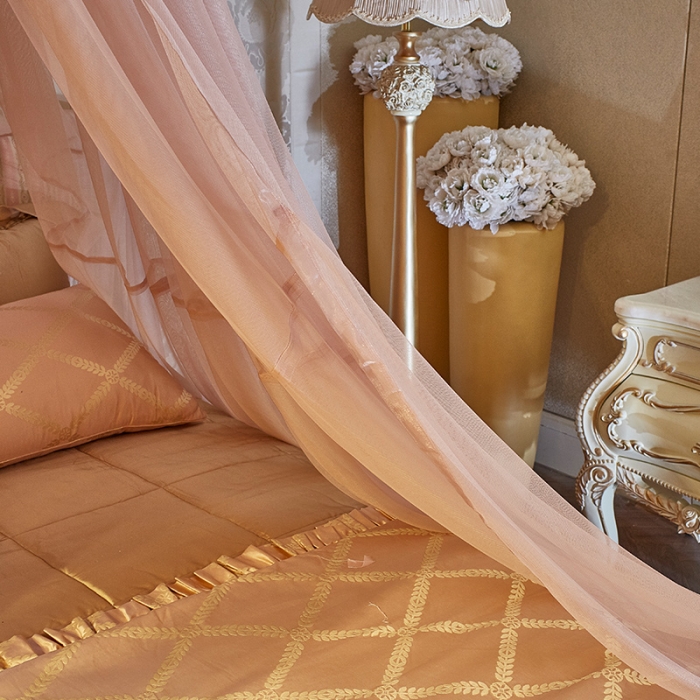 91家纺网 家纺一手货源 找家纺 青竹苑 2019新款D70温馨吊顶蚊帐 奶茶色