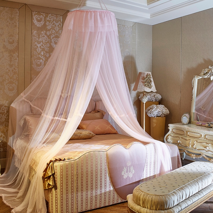 91家纺网 家纺一手货源 找家纺 青竹苑 2019新款D70温馨吊顶蚊帐 嫩粉