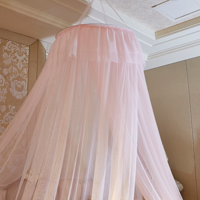 91家纺网 家纺一手货源 找家纺 青竹苑 2019新款D70温馨吊顶蚊帐 嫩粉