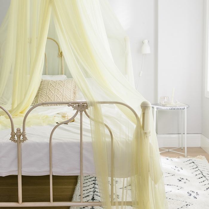 91家纺网 家纺一手货源 找家纺 青竹苑 2019新款D85炫彩吊顶蚊帐  嫩黄