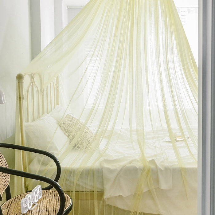 91家纺网 家纺一手货源 找家纺 青竹苑 2019新款D85炫彩吊顶蚊帐  嫩黄