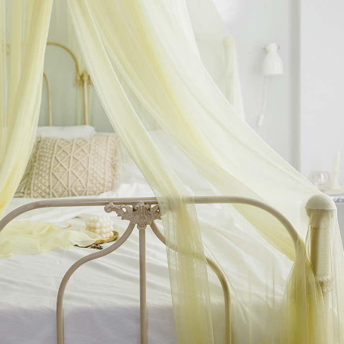 91家纺网 家纺一手货源 找家纺 青竹苑 2019新款D85炫彩吊顶蚊帐  嫩黄