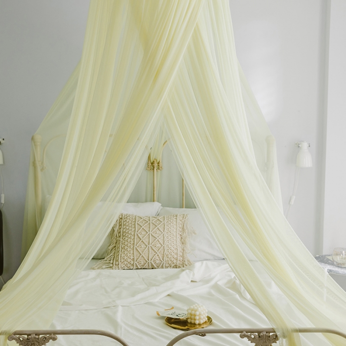91家纺网 家纺一手货源 找家纺 青竹苑 2019新款D85炫彩吊顶蚊帐  嫩黄