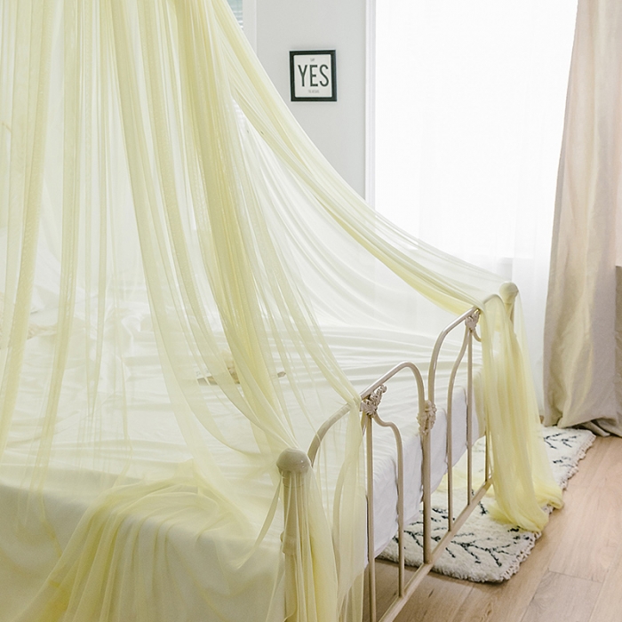 91家纺网 家纺一手货源 找家纺 青竹苑 2019新款D85炫彩吊顶蚊帐  嫩黄