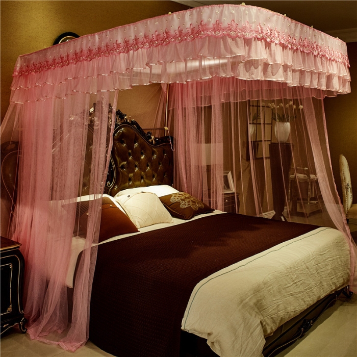 91家纺网 家纺一手货源 找家纺 青竹苑 2019新款G38D铝合金导轨蚊帐 粉色