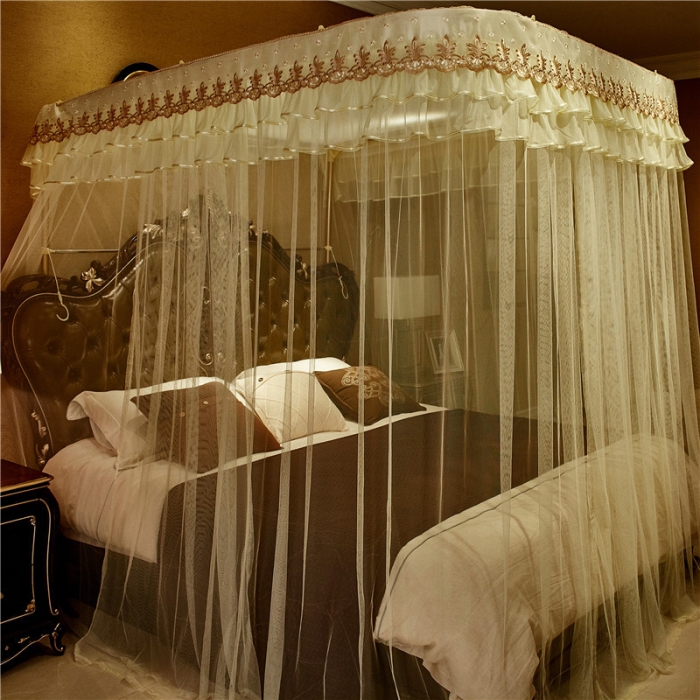 91家纺网 家纺一手货源 找家纺 青竹苑 2019新款G38D铝合金导轨蚊帐 米黄