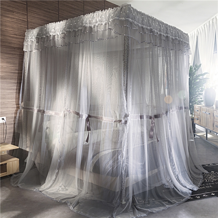 91家纺网 家纺一手货源 找家纺 青竹苑 2019新款水晶灰现代艺术蚊帐 F32双层落地款