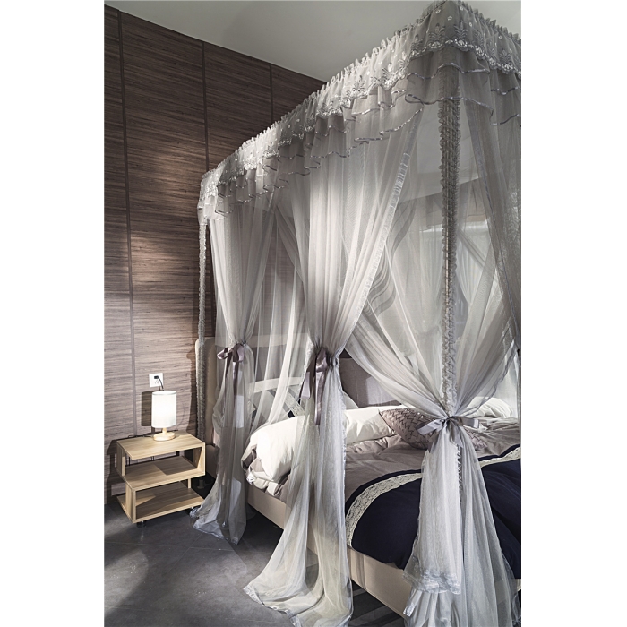 91家纺网 家纺一手货源 找家纺 青竹苑 2019新款水晶灰现代艺术蚊帐 F32双层落地款