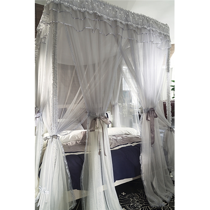 91家纺网 家纺一手货源 找家纺 青竹苑 2019新款水晶灰现代艺术蚊帐 F32双层落地款