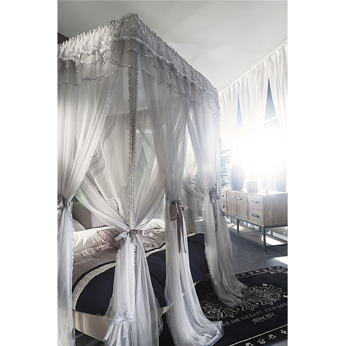 91家纺网 家纺一手货源 找家纺 青竹苑 2019新款水晶灰现代艺术蚊帐 F32双层落地款