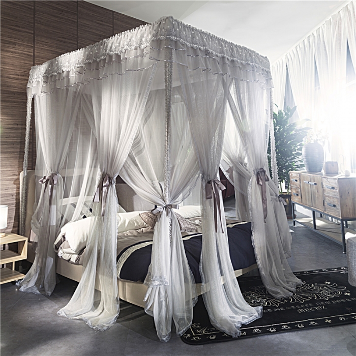 91家纺网 家纺一手货源 找家纺 青竹苑 2019新款水晶灰现代艺术蚊帐 F32双层落地款