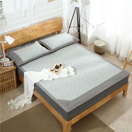 91家纺网 家纺一手货源 找家纺 青竹苑 2019新款朴韵绣花贡藤席 星辰银