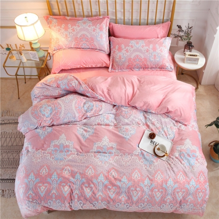 91家纺网 家纺一手货源 找家纺 （总）青竹苑 2019保暖套件6D雕花绒四件套