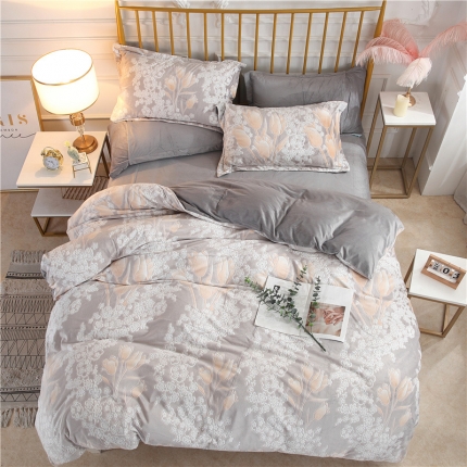 91家纺网 家纺一手货源 找家纺 （总）青竹苑 2019保暖套件6D雕花绒四件套