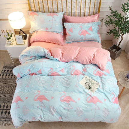 91家纺网 家纺一手货源 找家纺 （总）青竹苑 2019保暖套件6D雕花绒四件套