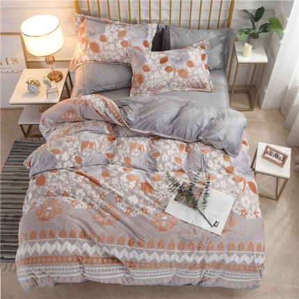 91家纺网 家纺一手货源 找家纺 （总）青竹苑 2019保暖套件6D雕花绒四件套