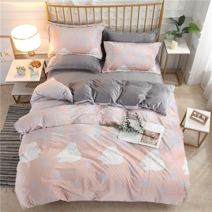 91家纺网 家纺一手货源 找家纺 （总）青竹苑 2019保暖套件6D雕花绒四件套