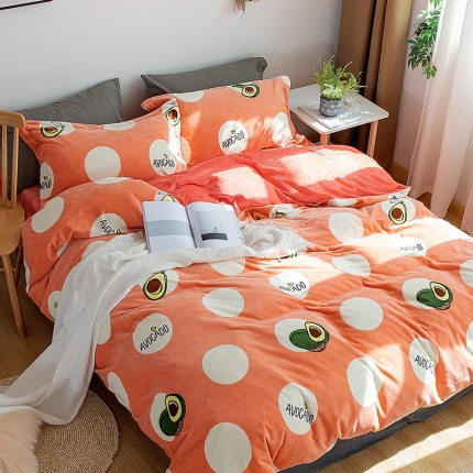 91家纺网 家纺一手货源 找家纺 青竹苑 2019保暖套件牛奶绒四件套床单款 牛油果