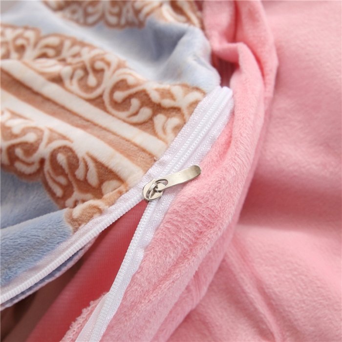 91家纺网 家纺一手货源 找家纺 青竹苑 2019保暖套件6D雕花绒四件套 城堡-蓝