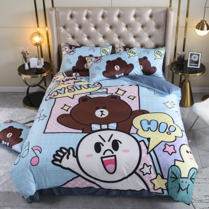 91家纺网 家纺一手货源 找家纺 （总）青竹苑 2019潮网红宝宝绒卡通数码印花保暖四件套