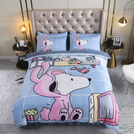 91家纺网 家纺一手货源 找家纺 （总）青竹苑 2019潮网红宝宝绒卡通数码印花保暖四件套