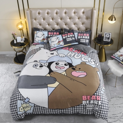 91家纺网 家纺一手货源 找家纺 （总）青竹苑 2019潮网红宝宝绒卡通数码印花保暖四件套