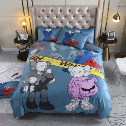 91家纺网 家纺一手货源 找家纺 （总）青竹苑 2019潮网红宝宝绒卡通数码印花保暖四件套