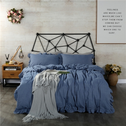 91家纺网 家纺一手货源 找家纺 (总)福丽莱家纺 全棉色织水洗棉四件套1.8m床（床裙款）