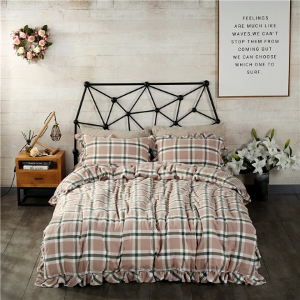 91家纺网 家纺一手货源 找家纺 (总)福丽莱家纺 全棉色织水洗棉四件套1.8m床（床裙款）