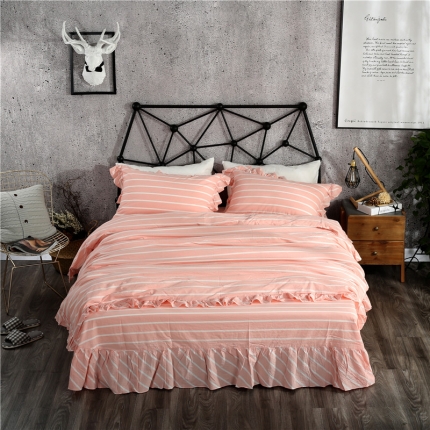 91家纺网 家纺一手货源 找家纺 (总)福丽莱家纺 全棉色织水洗棉四件套1.8m床（床裙款）